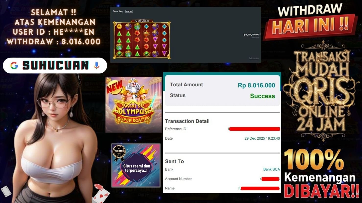 SUHUCUAN JACKPOT SLOT GATES OF OLYMPUS SUPER SCATTER